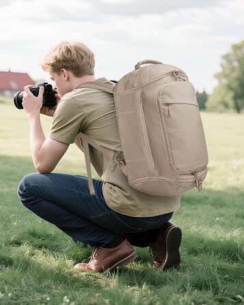 Спортивна сумка LOVEVOOK для жінок та чоловіків, велика сумка для залу, дорожня сумка з відділенням для взуття та мокрою сумкою, водонепроникна сумка для тренувань, плавання, Travel Duffle Bag з функцією рюкзака, 45L (51*28*32 см), Khaki