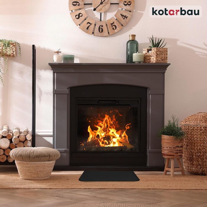 Підставка під камін KOTARBAU® з порошкового покриття, сталь, 40 x 60 см. Захист від бруду та попелу