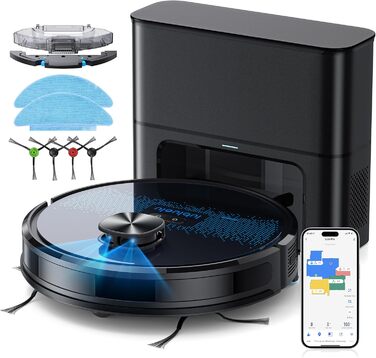 Робот-пилосос Lubluelu SL60 Pro 3-в-1 з док-станцією, Lasernavigation, APP управління, 4500Pa, для твердих поверхонь, килимів, шерсті тварин