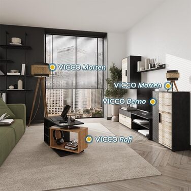 Настільна лампа Vicco Morten з ротангу та чорного кольору, 26 x 45 см, з підставкою