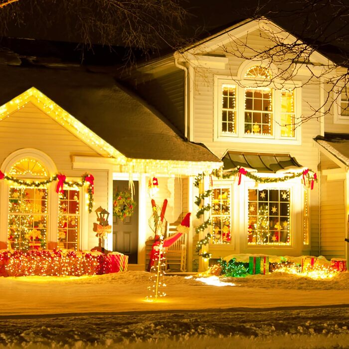 Льохтерна LED 100м з мідного дроту, 1000 LED, 8 режимів, IP44 (водостійка), з пульт та таймером, для прикраси на Різдво, в приміщенні та на вулиці, DIY, тепле біле світло