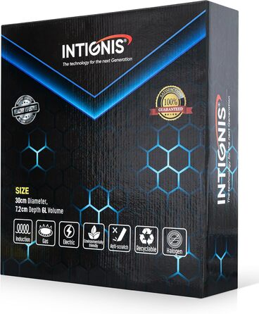 Сковорода INTIGNIS® з кришкою – 30 см / 12 дюймів / 6 л – з антипригарним покриттям | Стійка до подряпин | Глибока | Без хімікатів | Сковорода з нержавіючої сталі