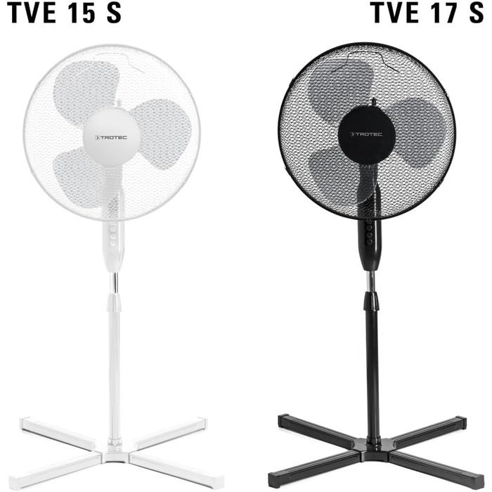 Вентилятор на п'єдесталі TROTEC TVE 15 S 40 Вт, поворотний 80, 3 ступені, Ø 40 см, регульований по висоті, тихий, білий 40 Вт Білий