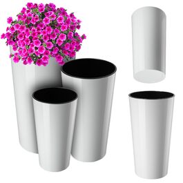 Набір горщиків KADAX (3 шт) з дерев'яною стружкою, білий глянцевий, 19,25/30 см