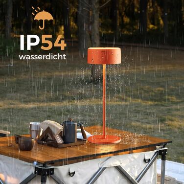 Бездротова LED-лампа TYEE на акумуляторі з регулюванням яскравості, 3000-6000K+RGB, USB-C, водонепроникна IP54, алюміній, для дому та вулиці (Оранжева)