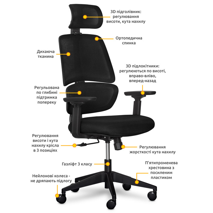Крісло Mealux Leo Air Black (арт.Y-543 KB)
