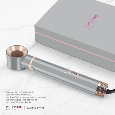 Стайлер 5 в 1 MaxAIR, PARWIN PRO BEAUTY фен, щітка з гарячим повітрям, плойка, іони, сірий