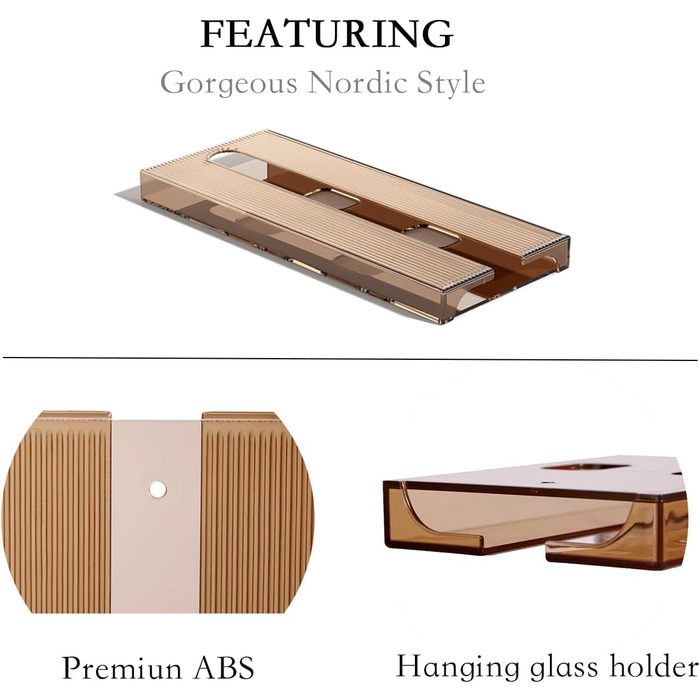 Тримачі для келихів вина Vaisoeny (4 шт), прозорі, для кухні та бару (колір: коричневий, 2 шт в упаковці)