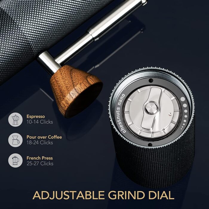 Кавомолка ручна TIMEMORE Nano - компактна кавомолка з нержавіючої сталі для еспресо та френч-прес (чорна)