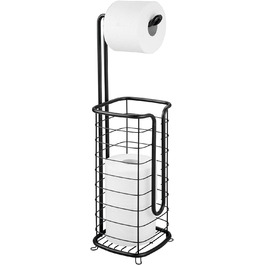 Тримач для туалетного паперу mDesign без свердління-окремо стоячий тримач для туалетного паперу для ванної кімнати - тримач для рулонів паперу з нержавіючої сталі з чотирма рулонами- (чорний)