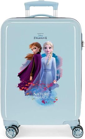 Дитяча сумка Disney Frozen Крижана королева Природа-це диво 50x39x20 смс жорсткий корпус з АБС комбінований замок 34L 2,1 кг 4 колеса Ручна поклажа (Синій, чохол для кабіни Nature)