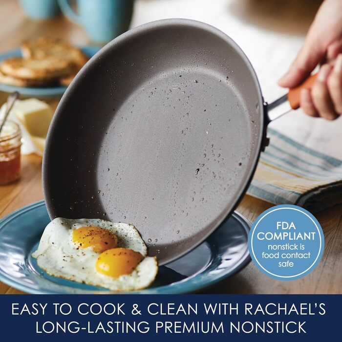 Набір кухонного посуду Rachael Ray Cucina Harteloxiertes, з антипригарним покриттям, з товстого алюмінію (сірий з помаранчевими ручками)