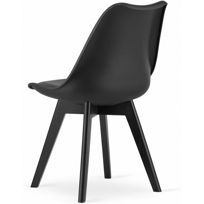 Набір з 4-х обідніх стільців чорного кольору – сучасні пластикові стільці з м'яким сидінням з екошкіри та поліпропіленовими ніжками, елегантний дизайн, комфортне сидіння