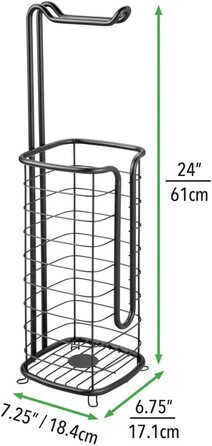 Тримач для туалетного паперу mDesign без свердління-окремо стоячий тримач для туалетного паперу для ванної кімнати - тримач для рулонів паперу з нержавіючої сталі з чотирма рулонами- (чорний)