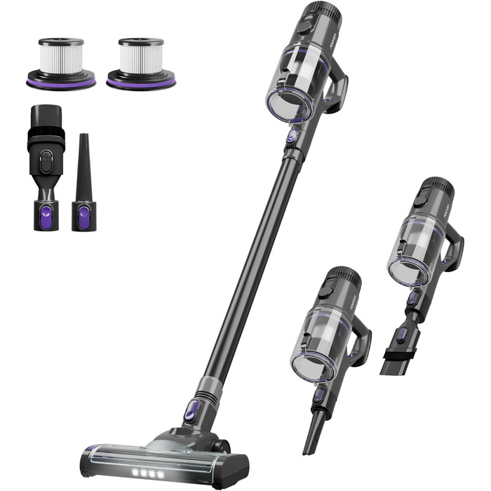 Бездротовий пилосос Noaton Akku 50000 Pa з LED-дисплеєм та HEPA-фільтром, для твердих поверхонь, килимів та шерсті тварин (AVC600)