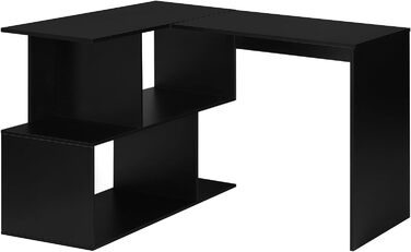 Кутовий стіл з полицями, 120x100x77см, чорний