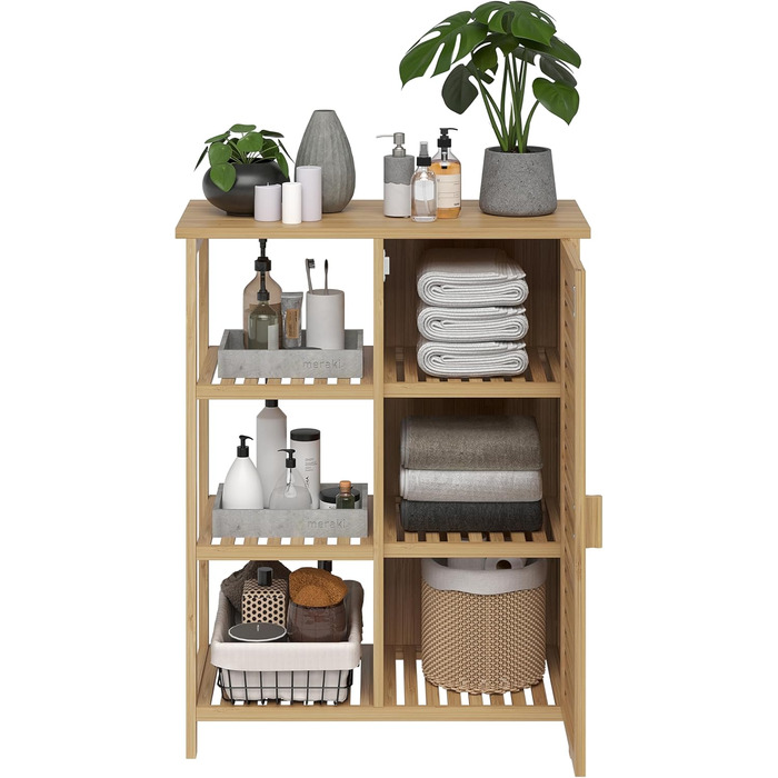 Бамбуковий шафка Bellamio Newa Badregal для ванної кімнати – 5 полиць, 140x33x33 см