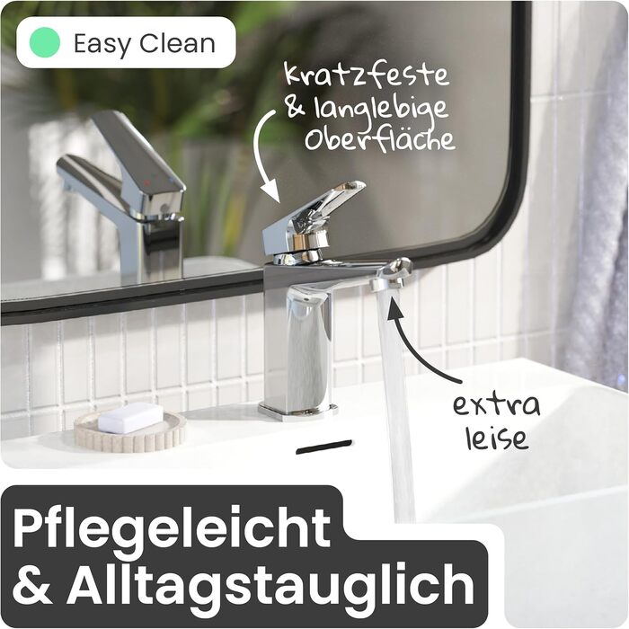 Змішувач для ванної кімнати Instmaier Amelie, хром, з одним важелем, з міді, для умивальника