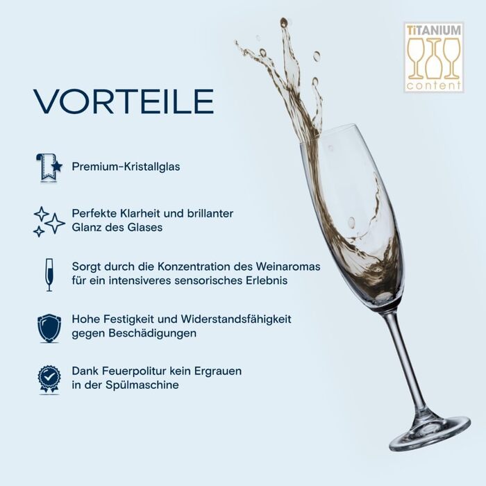 Кришталеві келихи Crystal Bohemia для білого вина - набір 6 шт, об'єм 350 мл, стійкі до миття в посудомийній машині, довговічні та стійкі до подряпин - елегантні келихи з кришталевого скла - ідеальний подарунок для поціновувачів вина (флюти 220 мл)