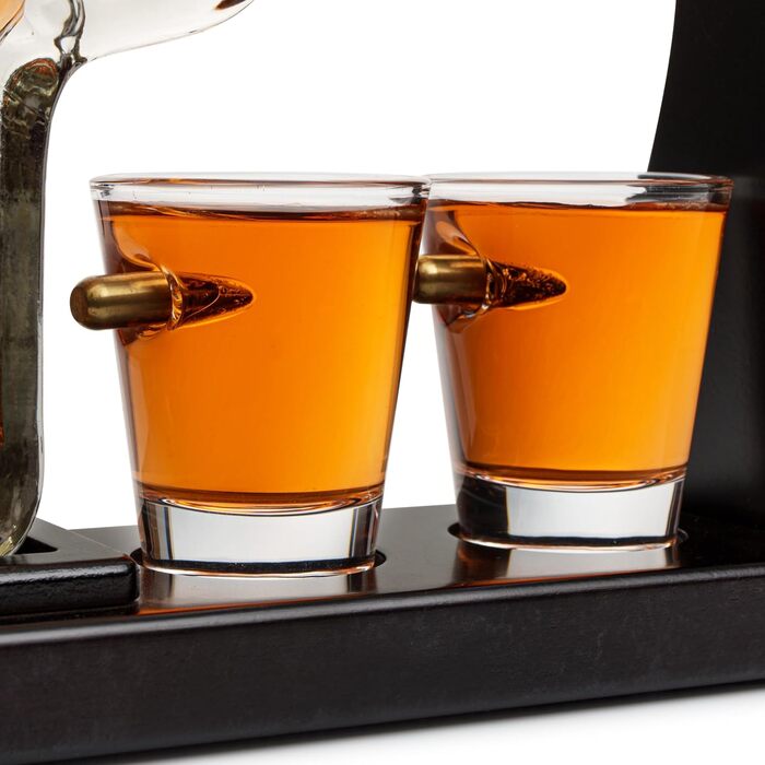 Набір для віскі: карафа, пістолет-карафа, гвинтівка-карафа, скляний набір для віскі чорного кольору