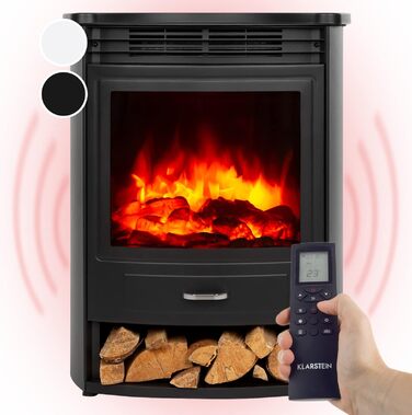Електрокамін Klarstein Bormio S Smart, 1900 Вт, електричний обігрівач для вітальні, LED-імітація полум'я, з термостатом, таймером і пультом, чорний