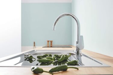 Змішувач для кухні GROHE BauEdge з одним важелем, високий вилив, поворот на 360, хром, 31367001