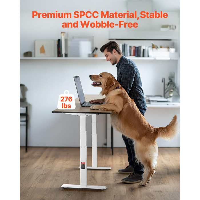 Електричний підйомний стіл-каркас VEVOR з подвійним мотором, регулювання висоти 65-129 см, довжини 110-178 см, ергономічна база для робочого місця, 3 положення (тільки каркас), білий, 110 x 58 x 64 см