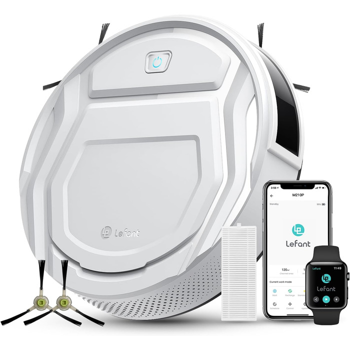 Робот-пилосос LEFANT M210P: 2200Pa, керування через додаток, тиха робота, сумісний з Alexa, для тварин та твердих поверхонь