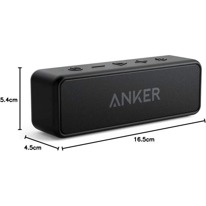 Портативна Bluetooth колонка Anker SoundCore 2 - потужний звук, глибокий бас, 24 години роботи, водонепроникність IPX7, для iPhone, Galaxy та інших пристроїв (Чорний)