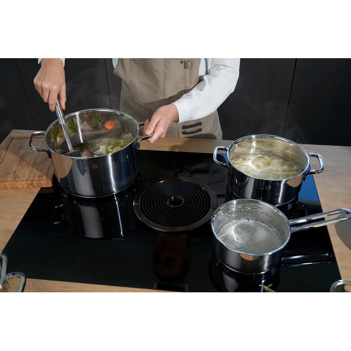Набір каструль ZWILLING Quadro 5-ти з нержавіючої сталі, без покриття, 4 скляні кришки, підходить для індукційних плит