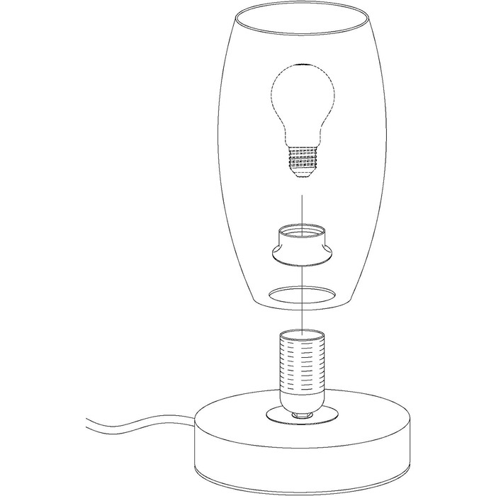 Настільна лампа EGLO Batista 3, настільна лампа на 1 полум'я, нічник зі сталі сріблястого кольору, скло білого кольору з технікою протирання, цоколь E27, вкл. вимикач Сучасний