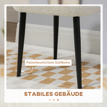 Табурет для макіяжу HOMCOM Footstool Square Ottoman Cashmere Look зі сталевими ніжками для вітальні Спальні кремовий 42x42x47см
