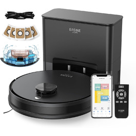 Робот-пилосос з функцією миття підлоги, автоматична станція самоочищення, лазерна навігація, зони заборони, 5000Pa, 5*2.5L мішки для пилу, 180 хвилин роботи, керування через додаток, для твердих підлог, килимів та шерсті тварин, S20