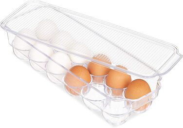 Ящик для яєць Relaxdays, 12 яєць, штабельований, легко миється, прозорий