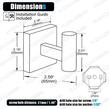 Гачки для одягу kokosiri для ванної кімнати, рушник, гачки для одягу для ванної, кухні, стіни, 2 шт., нержавіюча сталь B1013BR-P2 (3 упаковки, матовий нікель)
