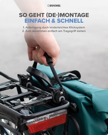 Для багажника I 25,4 л - 100 водонепроникний I з ручкою для перенесення та плечовим ременем I Велосипедна сумка Багажник, Сумка для багажу, Задні сумки для велосипедів (Storm)