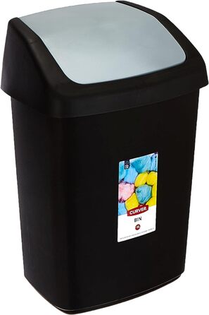 Відро для сміття вигнуте 15 л, чорне/сіре, пластикове (24,6x19,8x37,3 см)