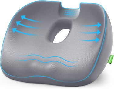 Ортопедична подушка для сидіння AUVON: ергономічна подушка для геморою з отвором та U-подібним дизайном, для офісного крісла, авто, інвалідного візка, від болю в попереку та вагітності (B-сірий)