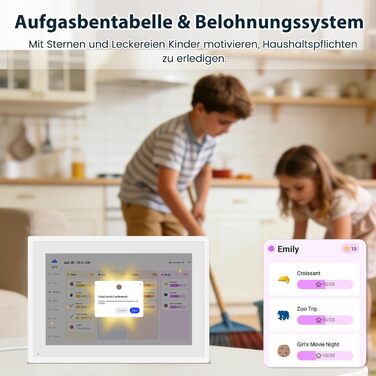 Цифрова фоторамка Frameo 10.1 дюймів WLAN, Full HD IPS сенсорний екран 1280x800, 32ГБ пам'ять, автоматичний поворот, можливість монтажу на стіну, керування через додаток Frameo (Білий)