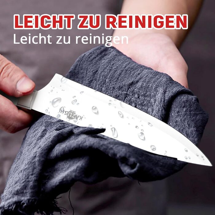 Набір кухонних ножів Messerblock Set: професійний набір з 6 предметів з нержавіючої сталі та дерев'яним блоком, з точильним каменем