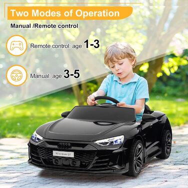 Дитячий електромобіль LEADZM 12V з музикою, сигналом і фарами, дистанційне керування, швидкість 3-5 км/год, для дітей, білий/чорний