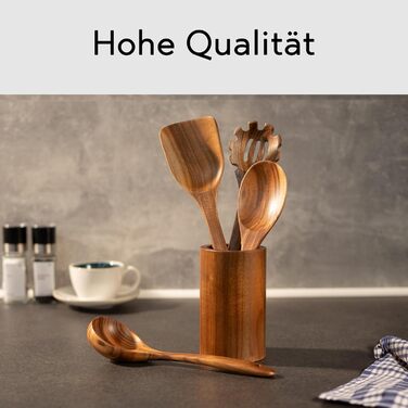 Набір кухонних помічників з дерева (9 шт.): щипці для гриля, вінчик, лопатка, ложка, шумовка. Матеріал: теак.