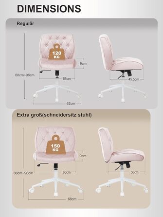 Крісло для дому та офісу Symino з функцією гойдання, крісло для макіяжу та письма, обшите штучною замшею, регульоване по висоті, 360° обертання, ергономічне, до 150 кг, велике, рожеві кнопки