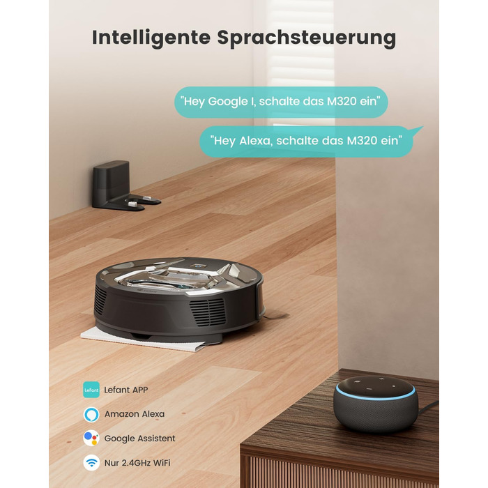 Робот-пилосос Lefant Gen2 з функцією миття, 12000Pa, автоматичне порожнення, LiDAR, Freemove 3.0, 8 тижнів бездротової роботи (чорний)