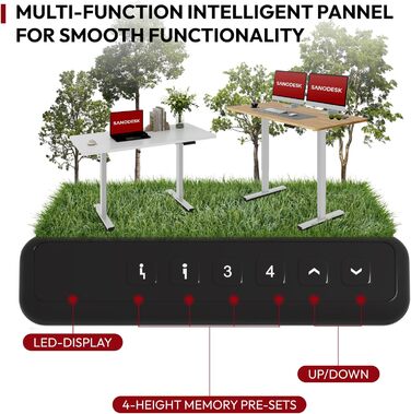 Регульований стіл Sanodesk 120x60 см з дерев'яною стільницею (білий+горіх), електричний, ергономічний, для дому та офісу