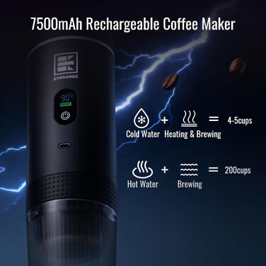 Портативна електрична кавомашина Everange для еспресо, приготування кави з меленої кави та капсул, з LCD-дисплеєм (зелена та чорна)