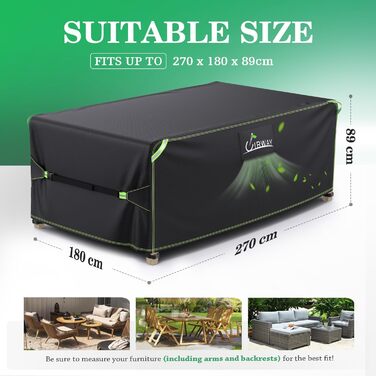 Накладки для садово-патіо меблів UIRWAY, водонепроникні, 270x180x89 см