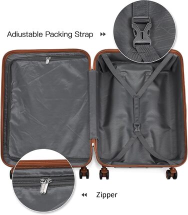 Набір валіз KONO 4 в 1: велика валіза, ручна валіза 55 см, косметичка, сумка для подорожей (кремово-білий)