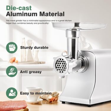 Електрична м'ясоподрібнювач Huanyu 2800W з насадкою для ковбас - багатофункціональна кухонна машина для дому та професійного використання