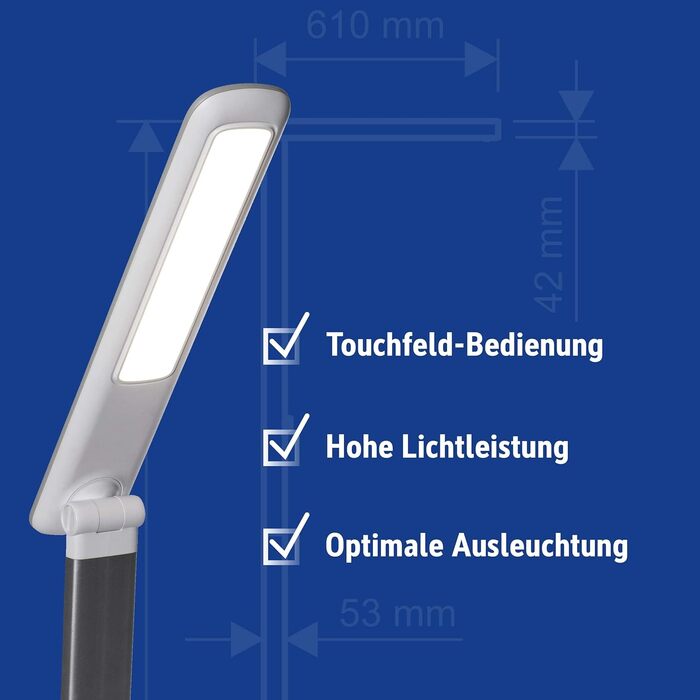Настільна світлодіодна лампа Maul LED MAULjazzy, з регулюванням яскравості - офісне робоче освітлення з підключенням USB типу A - настільна лампа з колірною температурою 4000K - біла